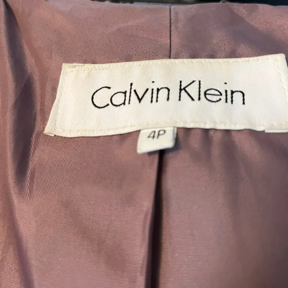 Calvin Klein Wool Car Coat 4P Brown Martingale Back Tortoiseshell Look Buttons - Picture 6 of 6